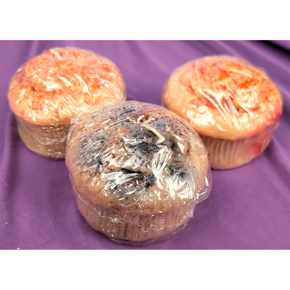 3 Vintage Retro Muffin Shaped Wax Candles Realistic Kitchen Decor Waccents